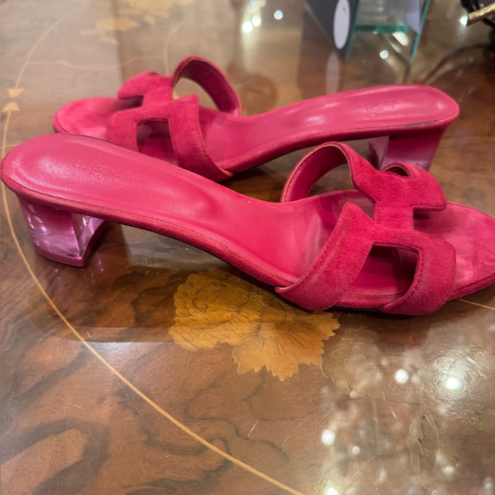 Hermes Suede women’s Slides with clear heel sz 42 USA Sz 10-10.5 - Picture 11 of 15